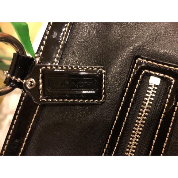 Coach F14887 Women's Laura BLACK Leather Tote (PU1700 - Picture 7 of 13